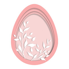 PNG. Pink Easter egg paper cut.