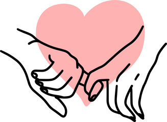 Obraz premium Women Girl Hand Love Gesture with Hearth Flat line Art illustration