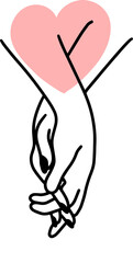 Women Girl Hand Love Gesture with Hearth Flat line Art illustration
