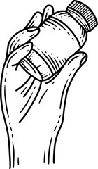 Medical Doctor Hand Gesture with Gloves Hospital Line Art illustration