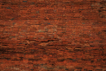 A hundred years old brick wall, Wat Mahathat, Ayutthaya, Thailand - obrazy, fototapety, plakaty