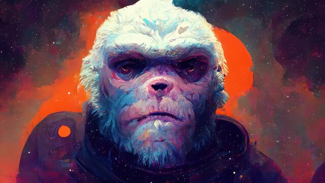 3D Painting, Space Ape, Monkey, Cosmic, Crypto Stock Investor, Dolly Zoom, 4K