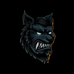 The grinning werewolf head illustration