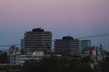 View of a sunset and city