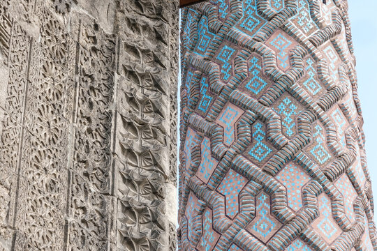 Yakutiye Madrasa in Erzurum, Turkey. The madrasa was built in 1310 by order of a local governor of the Ilkhanids, Hoca Yakut. It is a tourist magnet in modern Erzurum.