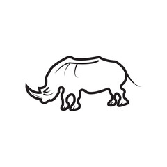 illustration vector of rhinocerus line art concept.