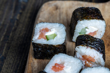 sushi with red salted fish and rice