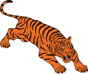 Tiger Pose Wild Animal Jungle Safari Vintage Clipart Cartoon