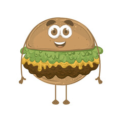 Cute hamburger cartoon kawaii Fast food Vector