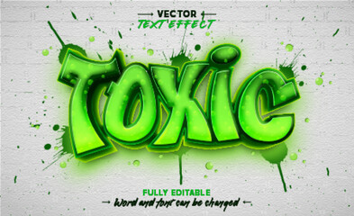 Green Toxic 3D graffiti style editable text effect - obrazy, fototapety, plakaty