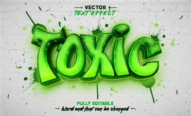 Fototapeten Green Toxic 3D graffiti style editable text effect © Aze