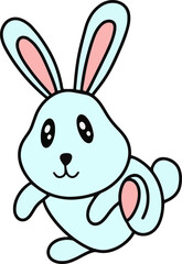 Obraz premium Cute Rabbit Bunny pose face ears Flat art animals doodles clipart