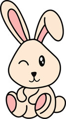 Cute Rabbit Bunny pose face ears Flat art animals doodles clipart