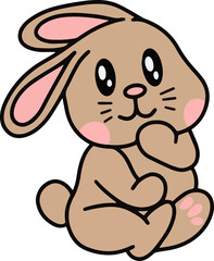 Obraz premium Cute Rabbit Bunny pose face ears Flat art animals doodles clipart