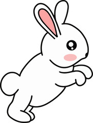 Fototapeta na wymiar Cute Rabbit Bunny pose face ears Flat art animals doodles clipart