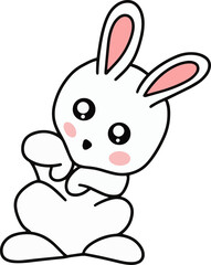 Cute Rabbit Bunny pose face ears Flat art animals doodles clipart