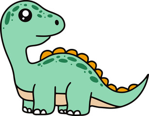 Naklejka premium Cute Dinosaurs Fossil cartoon doodle character Hand drawn flat line art