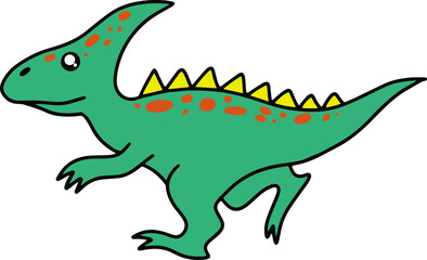 Cute Dinosaurs Fossil cartoon doodle character Hand drawn flat line art