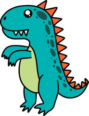 Obraz premium Cute Dinosaurs Fossil cartoon doodle character Hand drawn flat line art