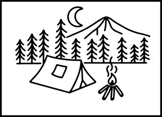 Adventure Badges Logo Camping Mountain Explorer Handgezeichnete Expeditionen im Freien