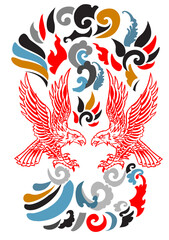 Eagle tattoo, Beautiful color Japanese on water splash background
