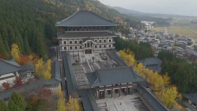 越前大仏  大師山清大寺を上空から