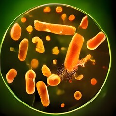 Scientific image of 3D bacteria Citrobacter, Gram-negative bacteria from Enterobacteriaceae family, illustration. Found in human intestine, can cause urinary infections, infant meningitis and sepsis - obrazy, fototapety, plakaty