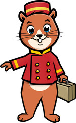 Cartoon Chipmunk Bellboy