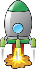 Transparent background illustration of a cartoon rocket