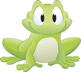 Transparent background illustration of a cute cartoon frog