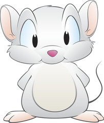 Transparent background illustration of a cute cartoon mouse.