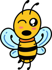 Cute Bee Honey Animal with different pose cartoon clipart childish little bee mascot flat design