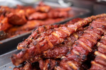 grilled pork ribs on the grill