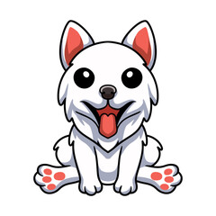 Cute samoyed dog cartoon sitting