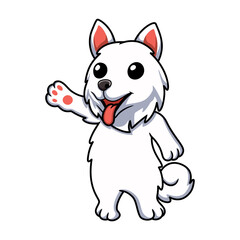 Naklejka premium Cute samoyed dog cartoon waving hand