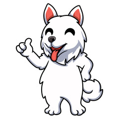Cute samoyed dog cartoon giving thumb up