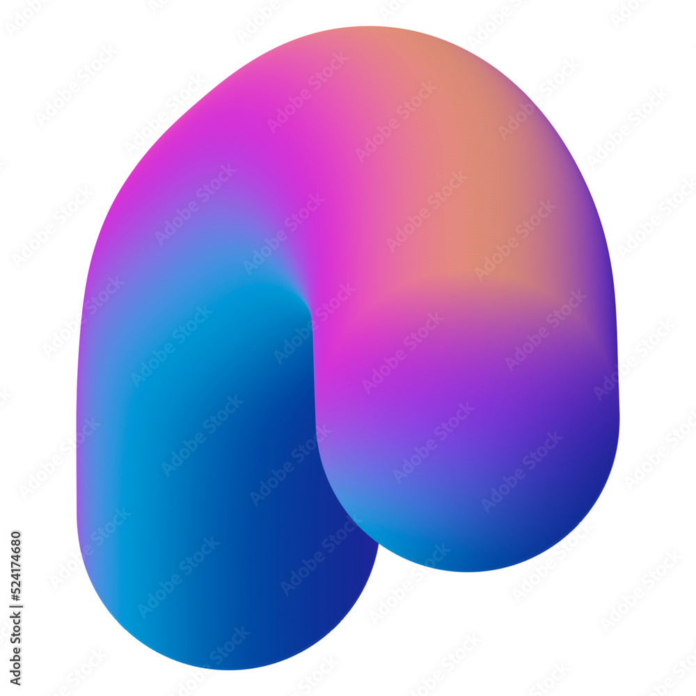 Poster 3d fluid amorphous in gradient multiple colors.