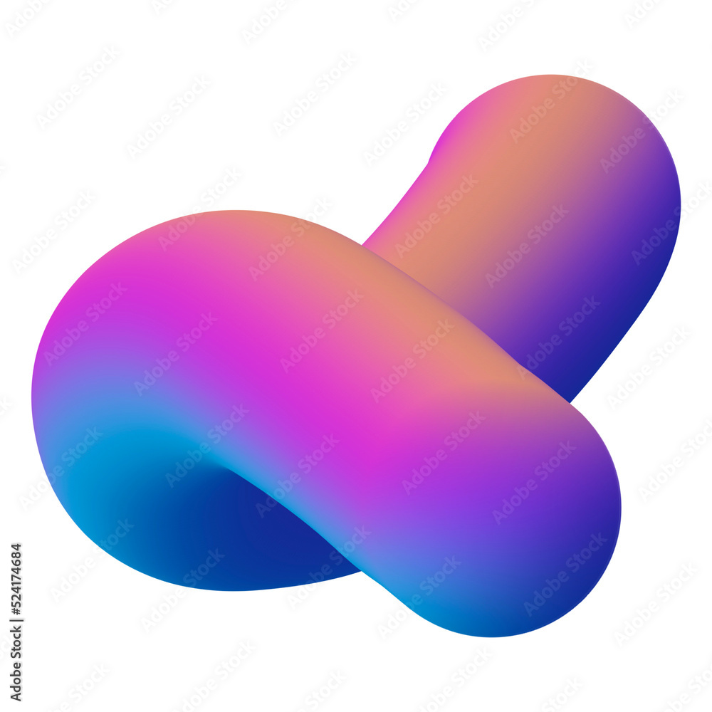 Poster 3d fluid amorphous in gradient multiple colors.