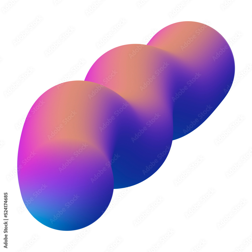 Poster 3d fluid amorphous in gradient multiple colors.