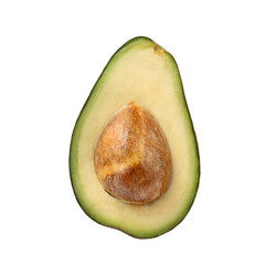 Avocado cut in half isolated on white background