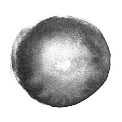 black ink abstract watercolor in round shape for design element and overlay