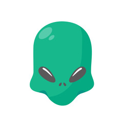 Naklejka premium Alien faces. green alien creature with big eyes