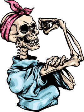 Skeleton girl is posting a you can do it colorful vectors