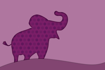 Paper cut out of a mauve elephant
