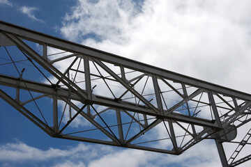 Partial view of a huge steel structure at an old defunct shipyard