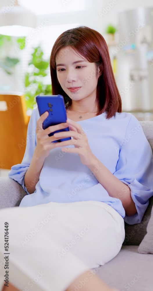 Poster Asian woman using smartphone