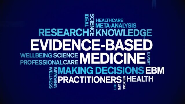 Evidence-Based Medicine animated tag word cloud;text design animation kinetic typography seamless loop.