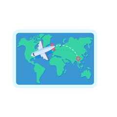 passenger plane flying on the world map vacation travel ideas