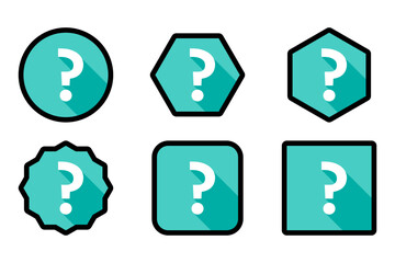 Question mark, FAQ sign, Help symbol, vector mark symbols light blue style. Black stroke and shadow design. Question mark Icon Set.