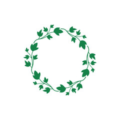 green leaves circle frame vector stock illustration